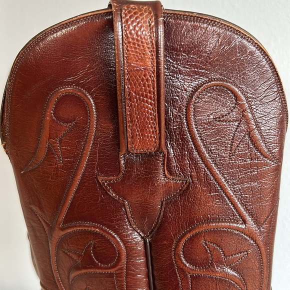 Lucchese • Vintage Women’s Classic Lizard Skin Leather Cowboy Boots Cognac Sz 7 - Picture 14 of 16
